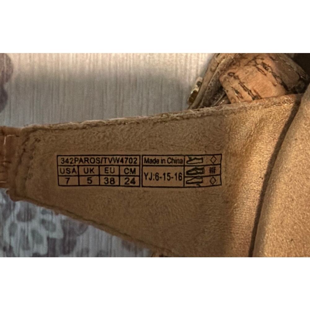 Vionic 342 Paros Gold Cork Adjustable Strapy Sandals Orthotic Comfort Women SZ 7 - Picture 6 of 6